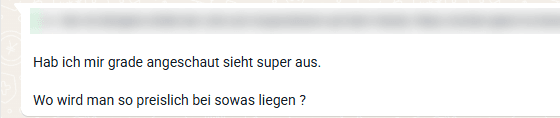 Antwort eines Betriebs, der nach dem Preis fragt